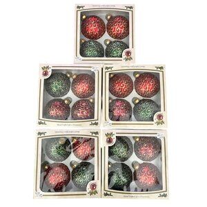 VTG Designers Studio Lot of 20 Red & Green Hand Crafted Glass Ornaments Christma
